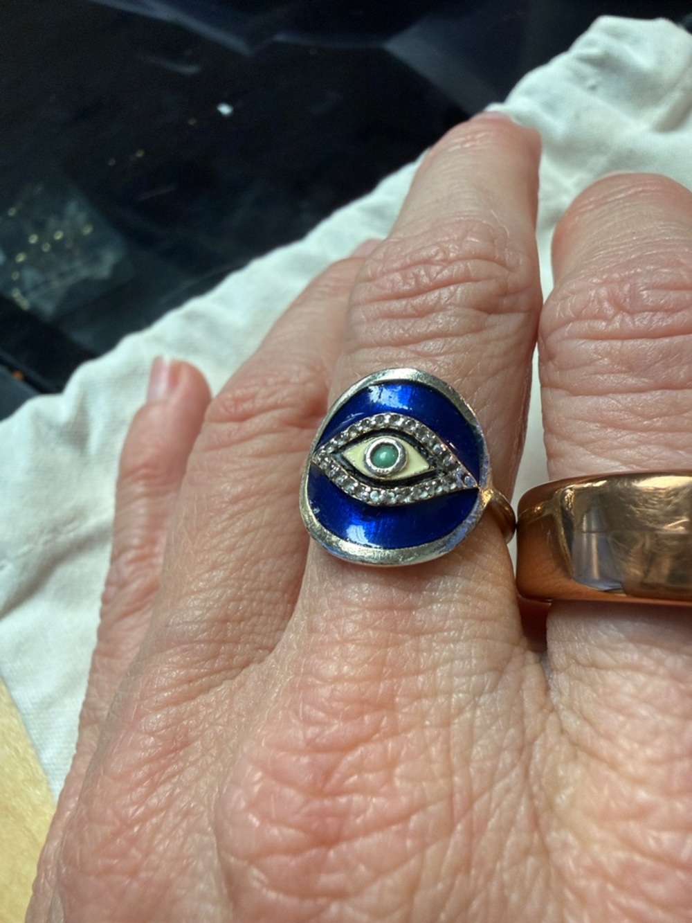 Gold Evil Eye Ring with Blue Enamel by Ross Simons size 7 - Picture 11 of 14